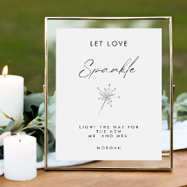 Minimaal Laat Liefde Sparkle Teken Tafel Teken Poster
