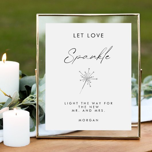 Minimaal Laat Liefde Sparkle Teken Tafel Teken Poster