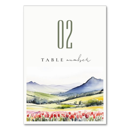 Minimaal landelijk lentebloem landschap bruiloft kaart (Voorkant)