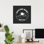 Minimaal landschap dennenbomen bos poster (Thuiskantoor)