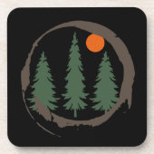 Minimaal landschap dennenbos bier onderzetter (Voorkant)