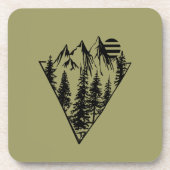Minimaal landschap dennenbos bier onderzetter (Voorkant)