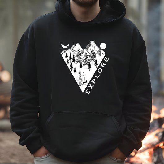 Minimaal landschap dennenbos hoodie