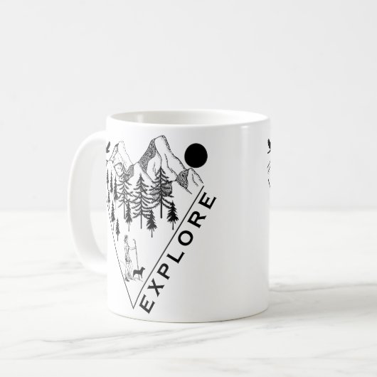 Minimaal landschap dennenbos koffiemok (Voorkant links)