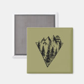 Minimaal landschap dennenbos magneet (Voorkant / Achterkant)