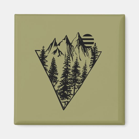 Minimaal landschap dennenbos magneet (Voorkant)
