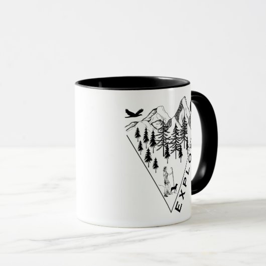 Minimaal landschap dennenbos mok (Voorkant rechts)