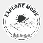 Minimaal landschap dennenbos ronde sticker (Voorkant)