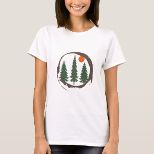 Minimaal landschap dennenbos t-shirt