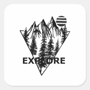 Minimaal landschap dennenbos vierkante sticker
