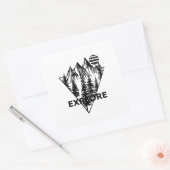 Minimaal landschap dennenbos vierkante sticker (Envelop)