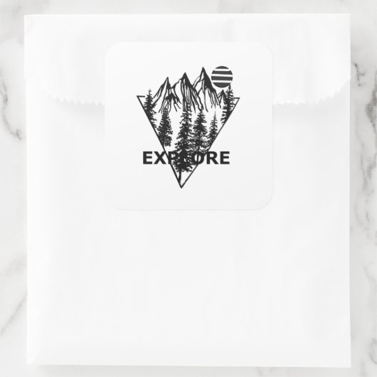 Minimaal landschap dennenbos vierkante sticker (Tas)