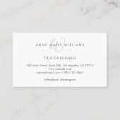 Minimaal Lavendel Wit Script Monogram Zakelijk Visitekaartje (Achterkant)