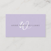 Minimaal Lavendel Wit Script Monogram Zakelijk Visitekaartje (Voorkant)