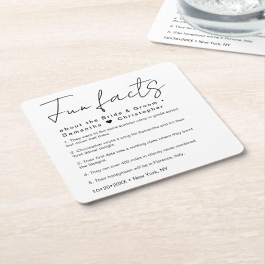 Minimaal leuk feit over bruidegom Bruiloft Kartonnen Onderzetters (Schuin)