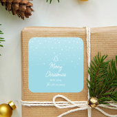 Minimaal licht pastelblauw besneeuwd vrolijk kerst vierkante sticker