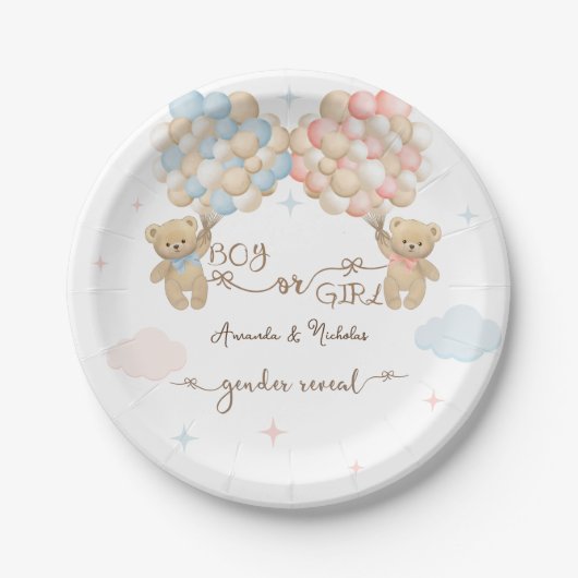 Minimaal licht roze blauw Geslacht onthullen Papieren Bordje (Voorkant)