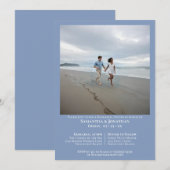 Minimaal lichtblauw foto's bruiloft repetitief din kaart (Voorkant / Achterkant)