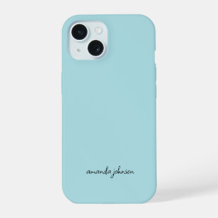 Minimaal Lichtblauw Monogram iPhone 15 Case