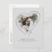 Minimaal liefhebbend hart opslaan Datum foto Aankondigingskaart (Voorkant / Achterkant)