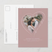 Minimaal liefhebbend hart opslaan Datum foto Aankondigingskaart (Voorkant / Achterkant)