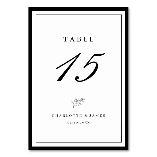 Minimaal Lijst Elegant Leaf Table Number Kaart (Voorkant)