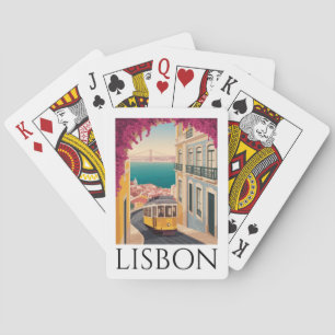 Minimaal Lissabon Portugal Vintage Reis Kunst Pokerkaarten