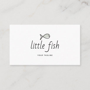 Minimaal Little Fish Logo Handgetekend Kustmerk Visitekaartje