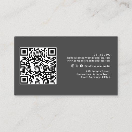 Minimaal Logo Photo QR Code Visitekaartje (Achterkant)