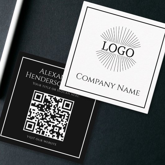 Minimaal Logo QR-code Zwart Wit Visitekaartje