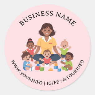Minimaal logo-sticker voor kinderdagverblijf ronde sticker