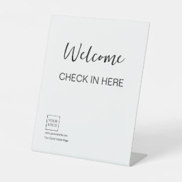 Minimaal logo zakelijk welkomstbord reclamebord met voetstuk