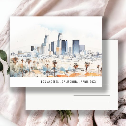 Minimaal Los Angeles, Californië Aquarel Reis Briefkaart
