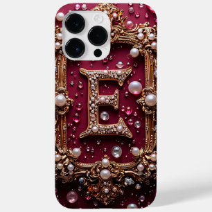 👑 Minimaal luxe gouden E monogram elegante initia Case-Mate iPhone 14 Pro Max Hoesje
