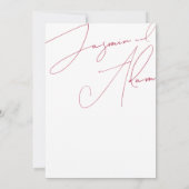 Minimaal Magenta Roze Script Typografie Trouwen Kaart (Achterkant)