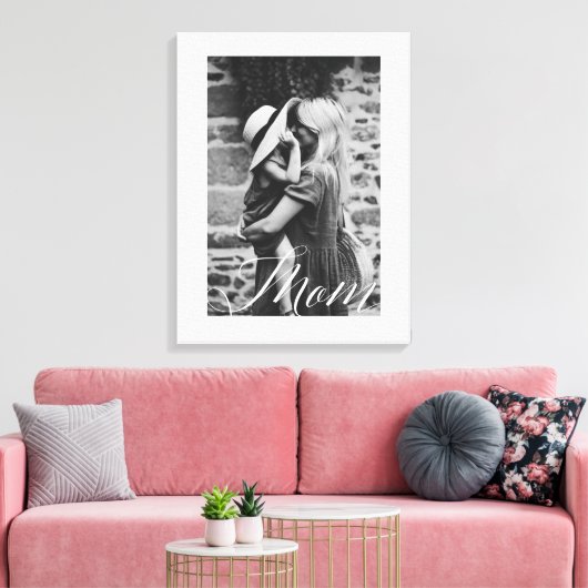Minimaal Mam Script Black en White Photo Keepomwil Canvas Afdruk (Insitu (Woonkamer))