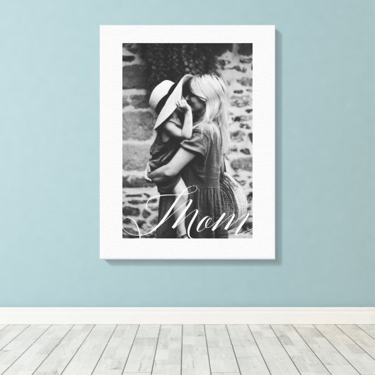 Minimaal Mam Script Black en White Photo Keepomwil Canvas Afdruk (Insitu (Houten vloer))