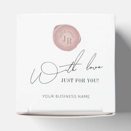 Minimaal Manuscript Roze Wax Stamp Business Monogr Bedankdoosjes (Bovenkant)