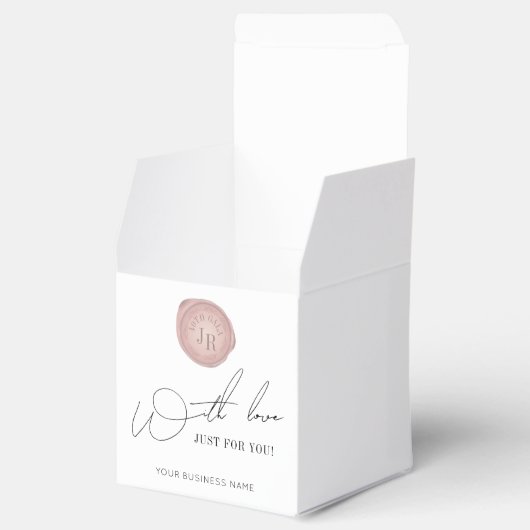 Minimaal Manuscript Roze Wax Stamp Business Monogr Bedankdoosjes (Geopend)