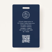 Minimaal Marine Blauw Modern Photo Medewerker Pers Badge (Achterkant)