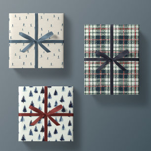 Minimaal Masculine Blue Christmas Wrapping Paper