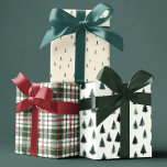 Minimaal Masculine Green Christmas Wrapping Paper<br><div class="desc">De ultieme kerstcadeauverpakking voor meneer. Deze set bevat drie (3) vellen cadeaupapier,  elk met een uniek ontwerp. Graphics omvatten silhouetten van skiërs ⛷️,  waterverf sparren / pijnbomen,  en een prachtige jager groene en rode vakantieplaid.</div>