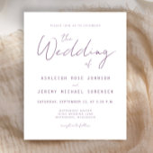 Minimaal mauve script bruiloft uitnodiging