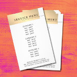 Minimaal menu Faux Gold White Black Line<br><div class="desc">Elegant volledig aanpasbaar ontwerp van de sjabloon van het de dienstmenu voor schoonheid/op haar verwante beroeps. Eenvoudig elegant ontwerp met faux gouden streep,  zwarte lijn en witte achtergrond. Schone elegante vormgeving. Neem contact met ons op als je hulp nodig hebt om dit product aan te passen.</div>