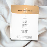 Minimaal menu Faux Gold White Scissor Haarstylist<br><div class="desc">Elegant ontwerp voor sjabloon van de menubrochure voor professionals op het gebied van schoonheid en haar. Eenvoudig elegant ontwerp met faux gouden streep/witte schaar pictogramwitte achtergrond. Schone elegante vormgeving. Neem contact met ons op als je hulp nodig hebt om dit product aan te passen.</div>