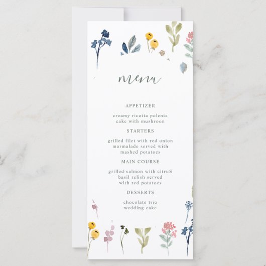 Minimaal menu Wildbloemen Photo Weddenschap (Voorkant)