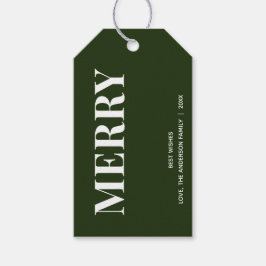 Minimaal MERRY | Bosgroene Feestdagen Cadeaulabel