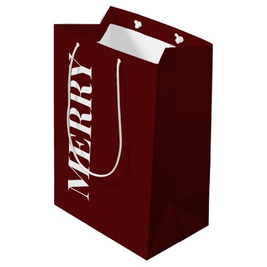 Minimaal MERRY | Diep Rode Feestdagen Medium Cadeauzakje (Achterkant Gekanteld)