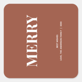 Minimaal MERRY | Terracotta Kerst Vierkante Sticker