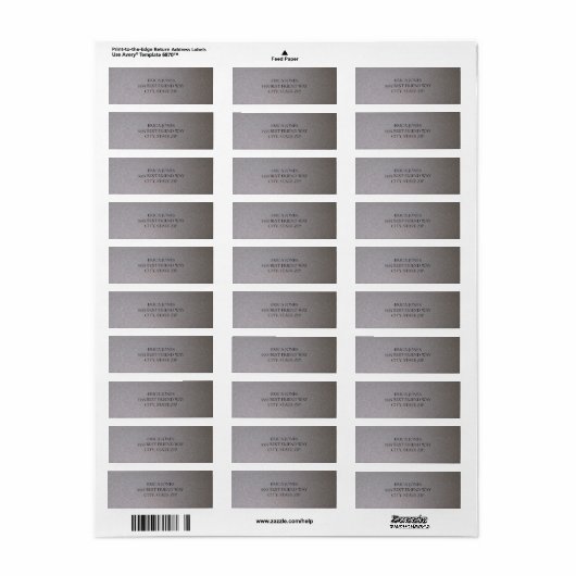 Minimaal metaallic Silver Return-label Etiket (Full Sheet)
